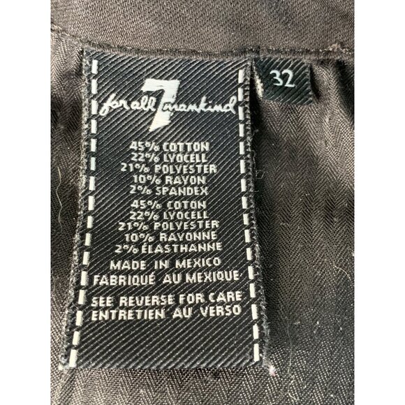 7 For All Mankind B(air) Black Skinny Jeans Womens Size 32 Raw Hem Crop GUC 8110 - Picture 6 of 10